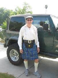Sport Kilt next to Jeep